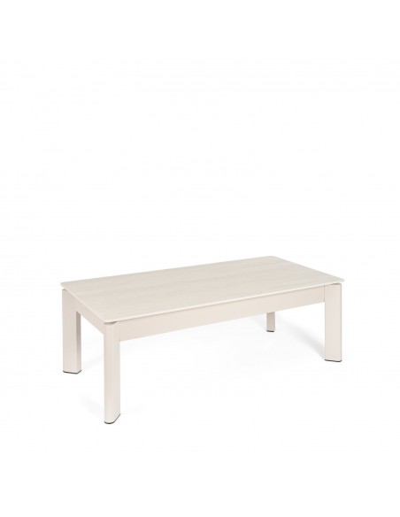 Mesa de centro ROLAND com tampo elevatório, travertino/bege