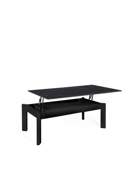 Mesa centro elevable ROLAND porcelánico y metal negro