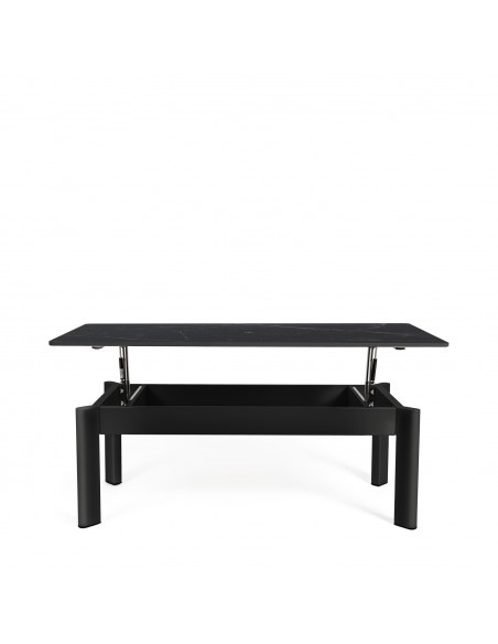 Mesa centro elevable ROLAND porcelánico y metal negro