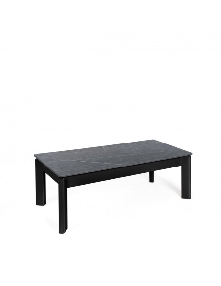 Mesa centro elevable ROLAND porcelánico gris y metal negro