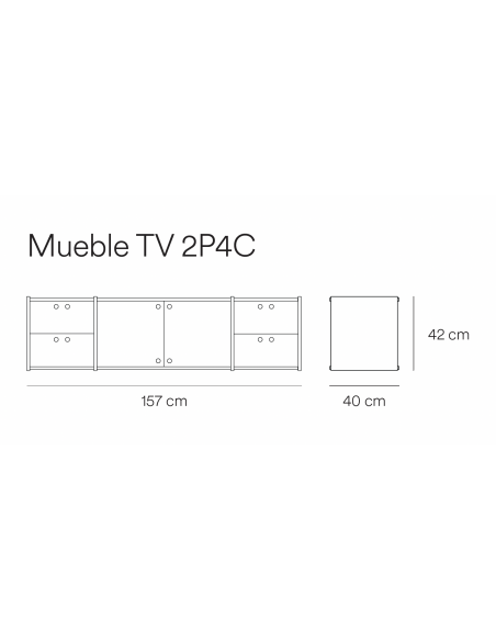 Teulat WALLY Móvel TV minimalista 157 X 42 MDF lacado creme