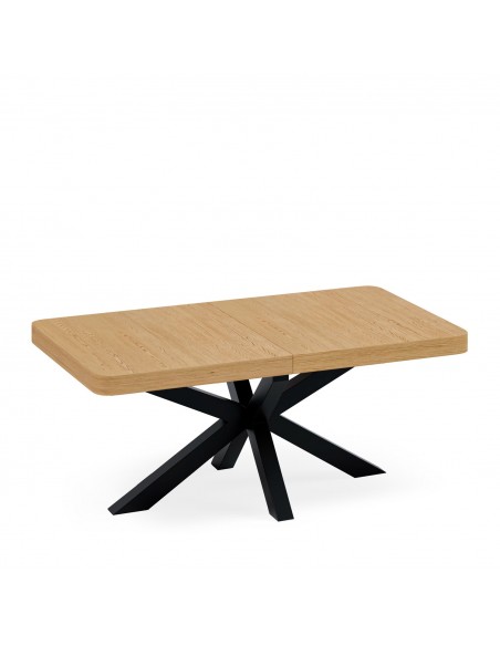 Mesa extensible ARGO 140(200) x 90, roble y metal negro