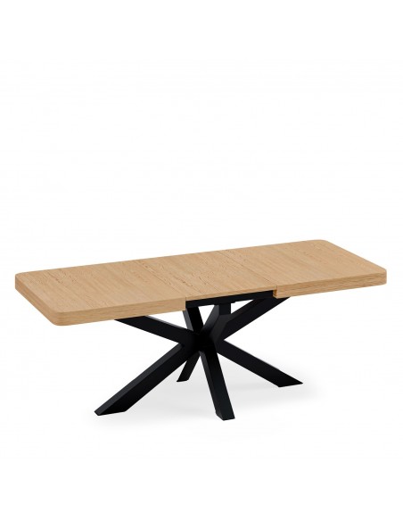 Mesa extensible ARGO 140(200) x 90, roble y metal negro