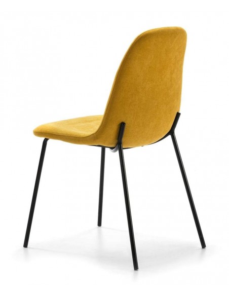 SILLA de diseño RENNE, tela AMARILLO, metal negro