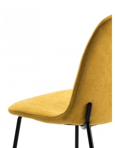 SILLA de diseño RENNE, tela AMARILLO, metal negro