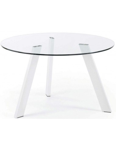 COLÚMBIA 130 Epoxy Pure White Transparent Glass Table