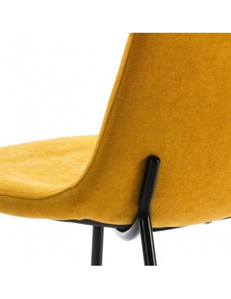 SILLA de diseño RENNE, tela AMARILLO, metal negro