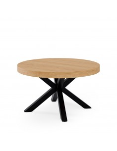 Mesa redonda extensible ARGO 100 (150), roble y metal negro