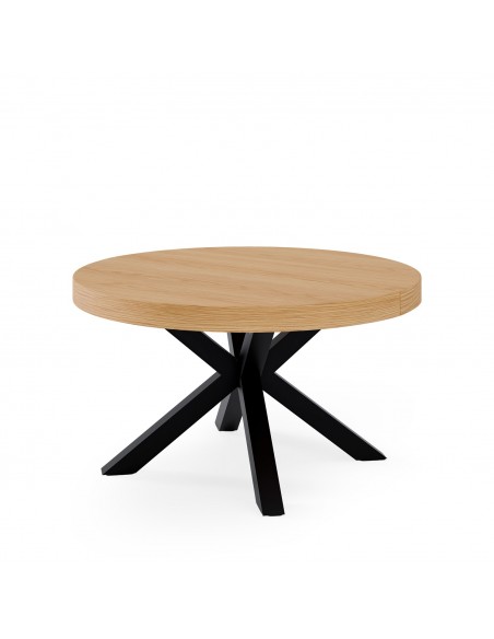 Mesa redonda extensible ARGO 100 (150), roble y metal negro