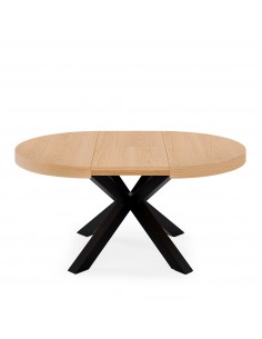 Mesa redonda extensible ARGO 100 (150), roble y metal negro 2