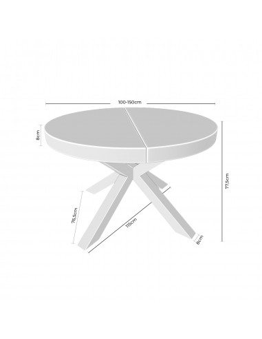 Mesa redonda extensible ARGO 100 (150), roble y...