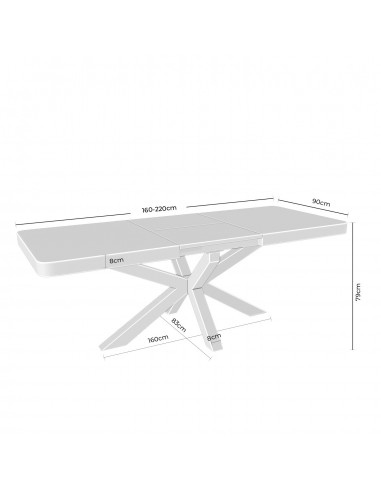 Mesa extensível ARGO 160(220) x 90, carvalho e...