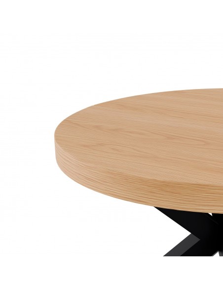 Mesa redonda extensible ARGO 120 (170), roble y metal negro