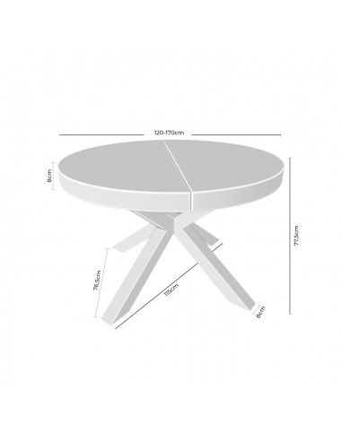 Mesa redonda extensible ARGO 120 (170), roble y...