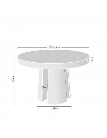 Mesa redonda extensible MARCELLA 120 (170) en roble