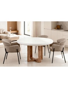 Mesa redonda VIOLETTE 100 cm, fibrocemento blanco y... 2