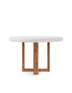 Mesa redonda VIOLETTE 120 cm, fibrocemento blanco y base...