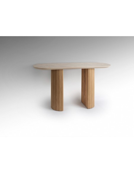 Consola recibidor IRATI 130x42, diseño elegante, símil piedra y madera