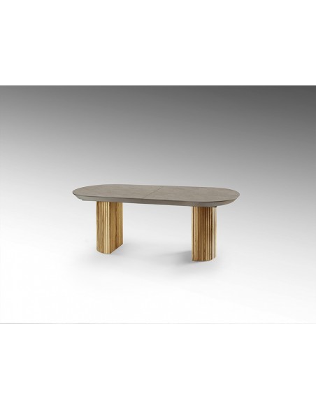 Mesa extensible grande IRATI 206 (283) x 103 madera y símil piedra mate