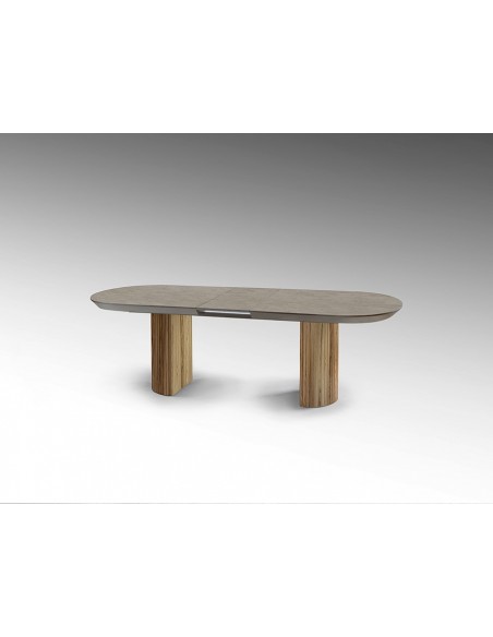 Mesa extensível grande IRATI 206 (283) x 103, madeira e símil pedra fosca