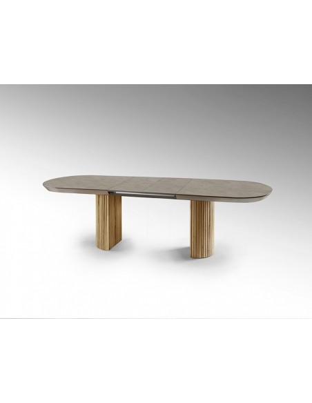 Mesa extensible grande IRATI 206 (283) x 103 madera y símil piedra mate