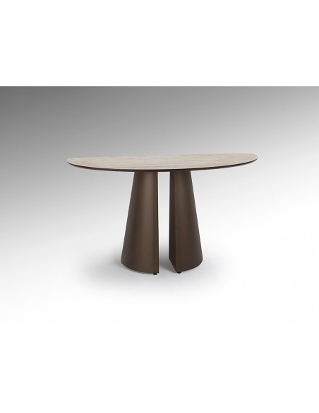 Console de design SAMARA 130, acabamento travertino e castanho ferrugem.