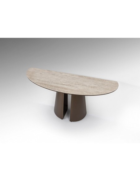 Console de design SAMARA 130, acabamento travertino e castanho ferrugem.
