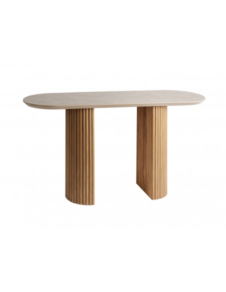 Consola IRATI 130x42, design elegante em símil de pedra e madeira.