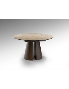 Mesa redonda de design SAMARA 138, símil travertino e...