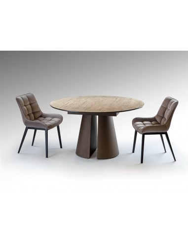 Mesa redonda SAMARA 138 cm, símil travertino y...