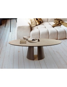 Mesa de centro de diseño SAMARA 130 cm, símil travertino... 2