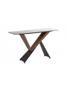 Consola recibidor de diseño NOA 130 en nogal y mármol blanco