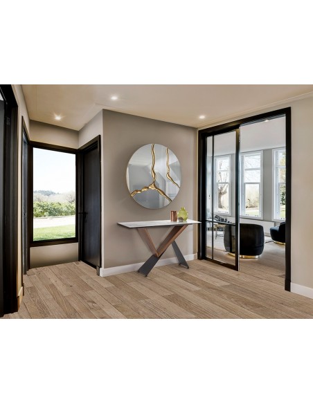 Consola de entrada de design NOA 130 em nogueira e mármore branco.