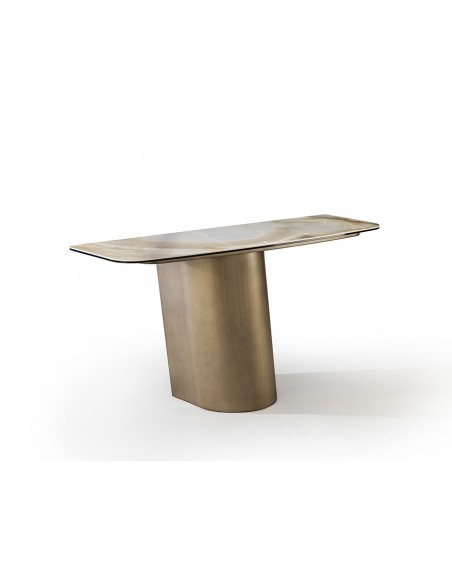 Consola de design NUMA 150 em latão escovado e mármore