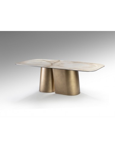 Mesa de design NUMA 240x120 em latão escovado e...