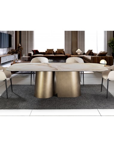 Mesa de design NUMA 240x120 em latão escovado e...