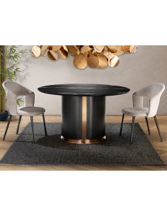 Mesa de diseño italiano Redonda ZOLO 135, Mármol, roble y... 2