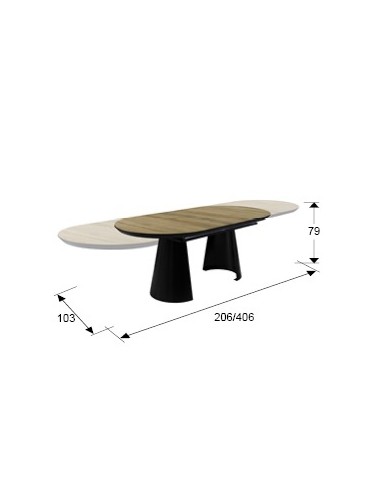 Mesa de design extensível grande CAPRI, de 206...