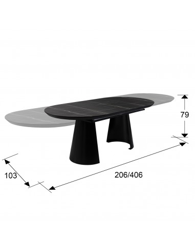 Mesa de design grande CAPRI de 206 a 406 cm....
