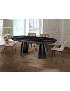 Mesa de diseño grande CAPRI 206 a 406 cm. Melamina mármol... 2