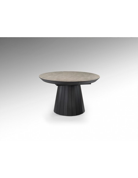 Mesa redonda extensible KORIA de 130 a 230 cm, MDF melamina Piedra