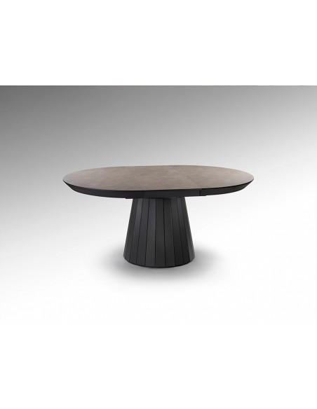 Mesa redonda extensible KORIA de 130 a 230 cm, MDF melamina Piedra