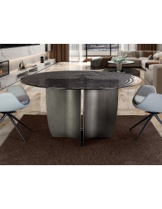 Mesa redonda de diseño italiano NIGHT 150 cm, Cristal... 2