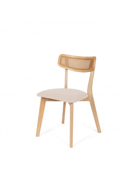Silla de madera roble SHIRLEY diseño escandinavo con Respaldo Cannage