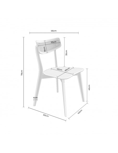 Silla de madera roble SHIRLEY diseño escandinavo con Respaldo Cannage