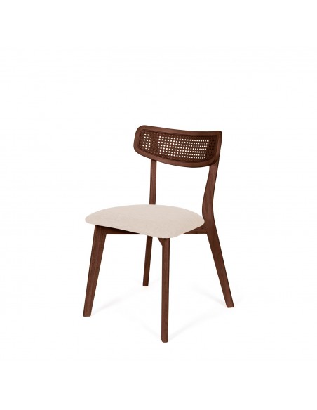 Silla de madera nogal SHIRLEY diseño escandinavo con Respaldo Cannage