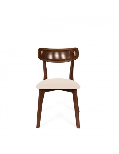Silla de madera nogal SHIRLEY diseño escandinavo con Respaldo Cannage