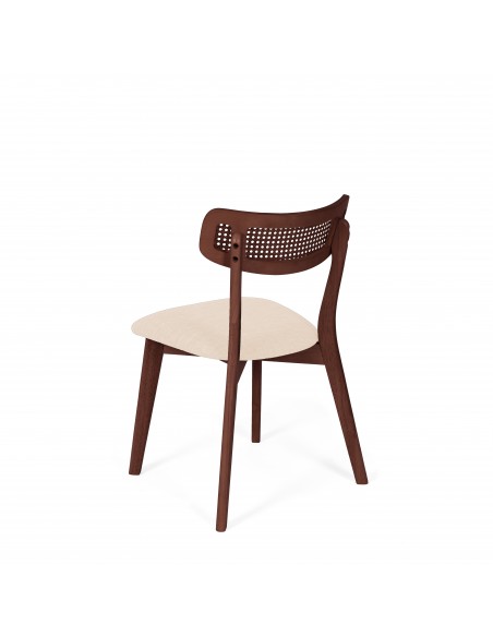 Silla de madera nogal SHIRLEY diseño escandinavo con Respaldo Cannage