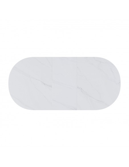 Mesa extensible porcelánico blanco VELMA 140(180) x 85 y base Roble
