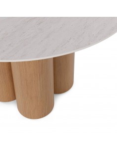 Mesa redonda em porcelânico Travertino TRACY 120 cm e... 2